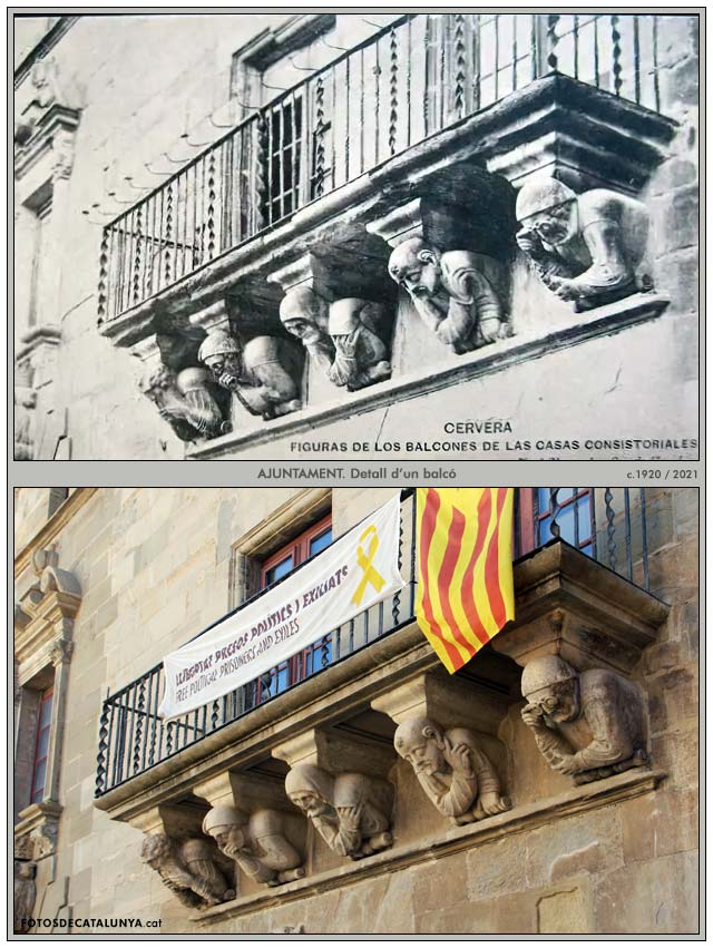 CERVERA. Lleida. Ajuntament. Mènsules d'un dels balcons. Fotosdecatalunya.cat