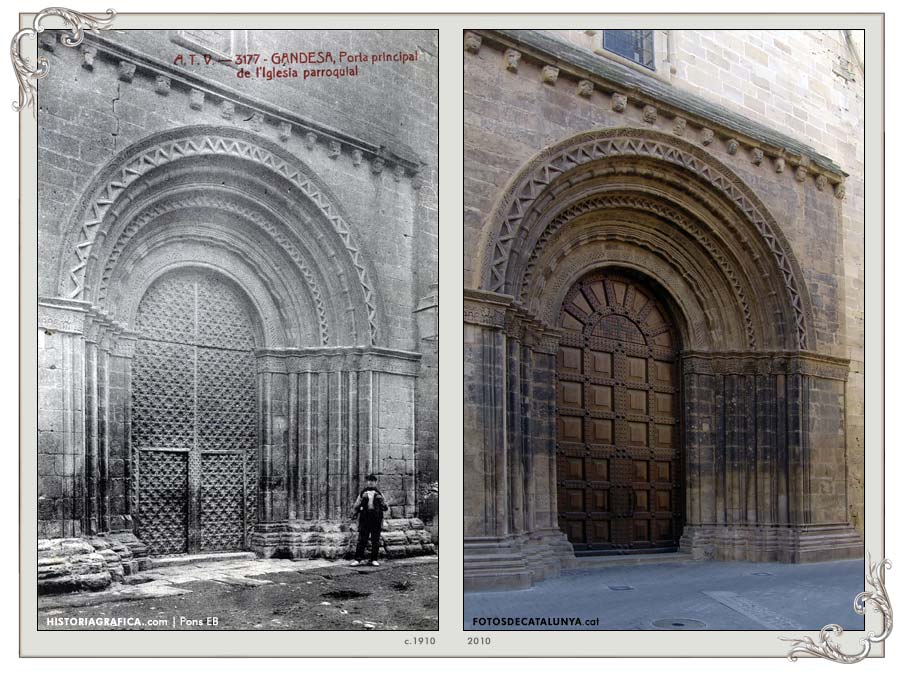 GANDESA. Tarragona. Porta de l'Esglesia de La Mare de Déu de l'Assumpció. Fotosdecatalunya.cat